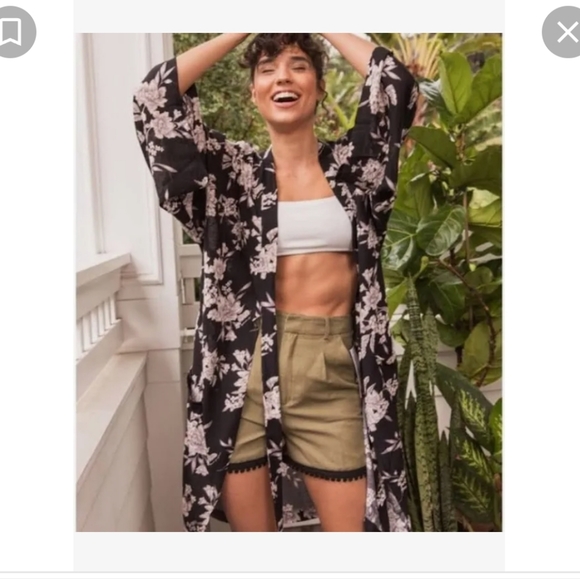 Spiritual gangster one size black floral kimono wrap top - Picture 1 of 9